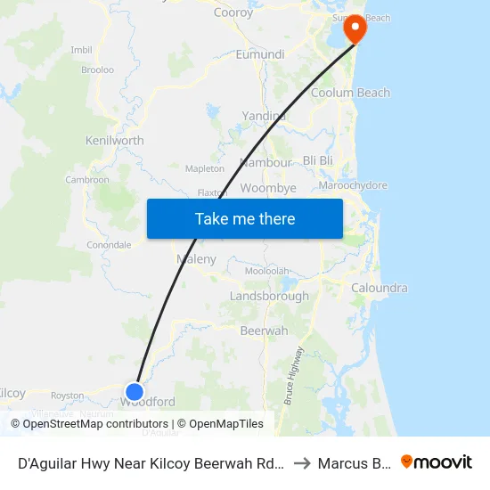 D'Aguilar Hwy Near Kilcoy Beerwah Rd Hail 'N' Ride to Marcus Beach map