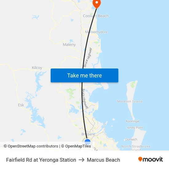 Fairfield Rd at Yeronga Station to Marcus Beach map