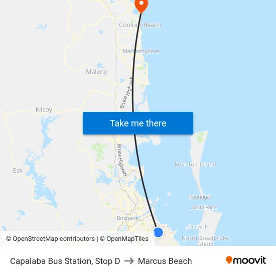 Capalaba Bus Station, Stop D to Marcus Beach map