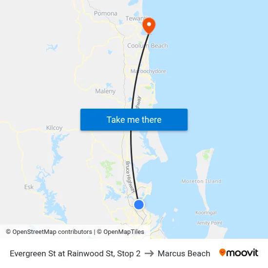 Evergreen St at Rainwood St, Stop 2 to Marcus Beach map