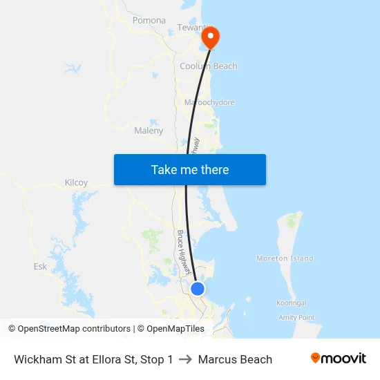 Wickham St at Ellora St, Stop 1 to Marcus Beach map