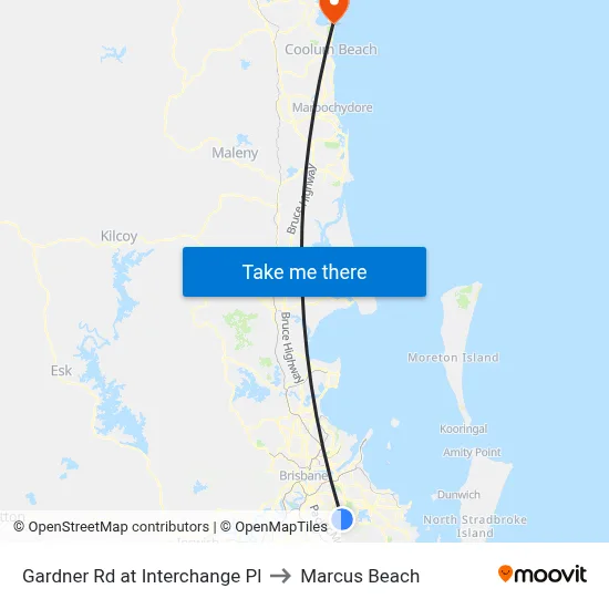 Gardner Rd at Interchange Pl to Marcus Beach map