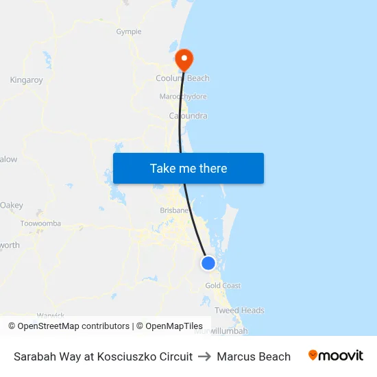 Sarabah Way at Kosciuszko Circuit to Marcus Beach map