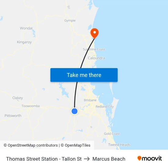 Thomas Street Station - Tallon St to Marcus Beach map