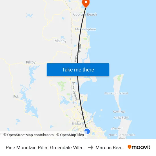 Pine Mountain Rd at Greendale Village to Marcus Beach map