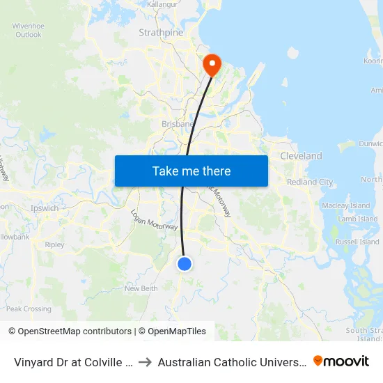 Vinyard Dr at Colville St to Australian Catholic University map