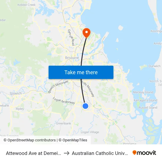 Attewood Ave at Demeio Rd to Australian Catholic University map