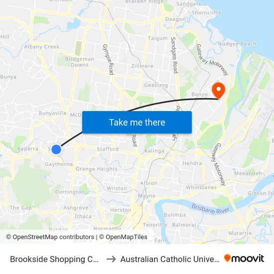 Brookside Shopping Centre to Australian Catholic University map