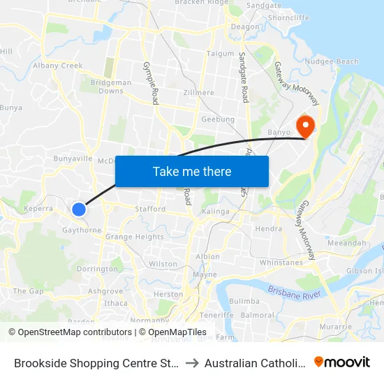 Brookside Shopping Centre Station, Platform A to Australian Catholic University map