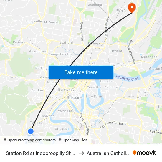 Station Rd at Indooroopilly Shopping Ctr, Stop D to Australian Catholic University map
