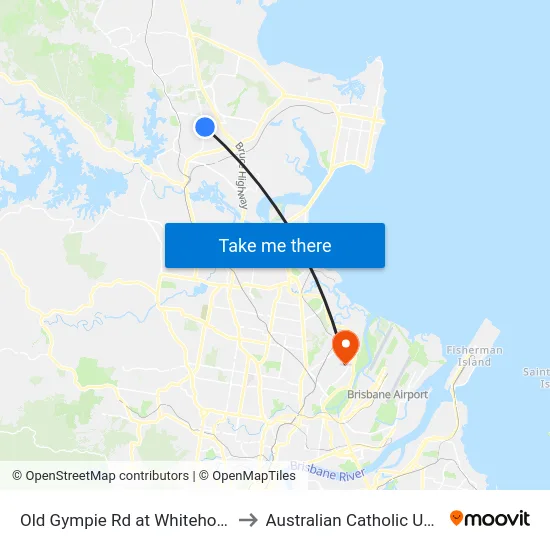 Old Gympie Rd at Whitehorse Road to Australian Catholic University map