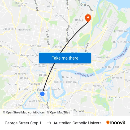 George Street Stop 116 to Australian Catholic University map