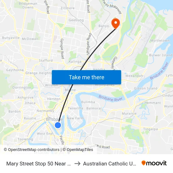 Mary Street Stop 50 Near Albert St to Australian Catholic University map