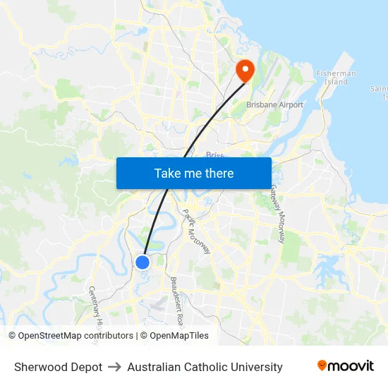 Sherwood Depot to Australian Catholic University map
