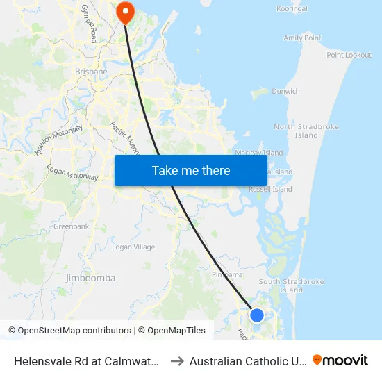 Helensvale Rd at Calmwater Crescent to Australian Catholic University map