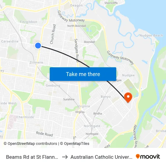 Beams Rd at St Flannans to Australian Catholic University map