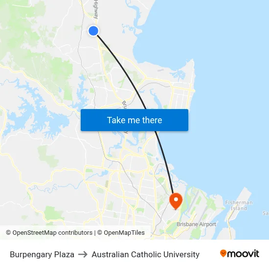 Burpengary Plaza to Australian Catholic University map