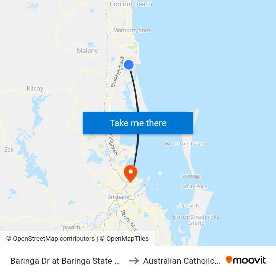 Baringa Dr at Baringa State Primary School to Australian Catholic University map