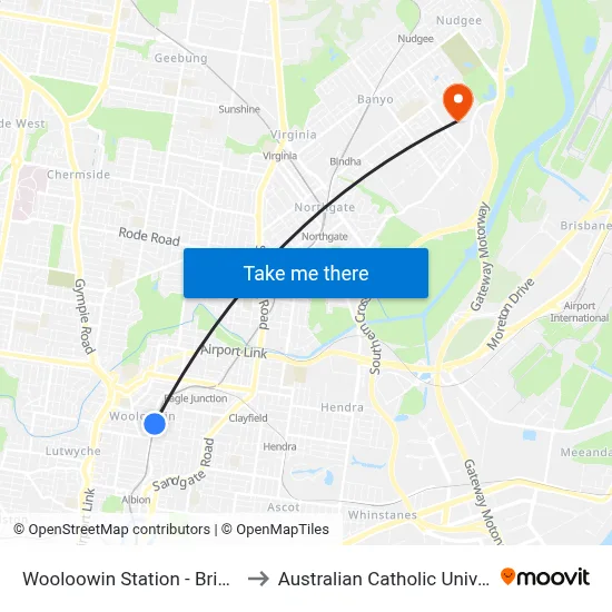 Wooloowin Station - Bridge St to Australian Catholic University map