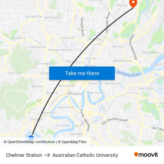 Chelmer Station to Australian Catholic University map