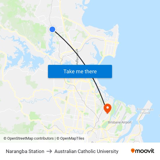 Narangba Station to Australian Catholic University map