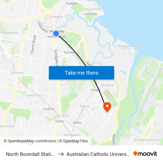 North Boondall Station to Australian Catholic University map