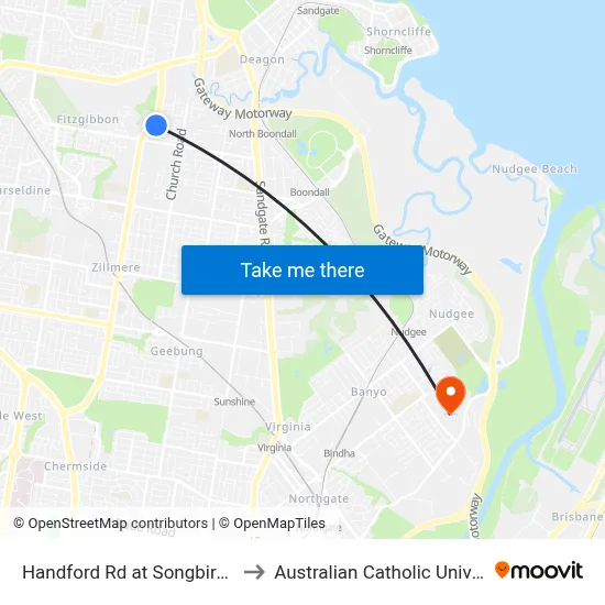 Handford Rd at Songbird Way to Australian Catholic University map