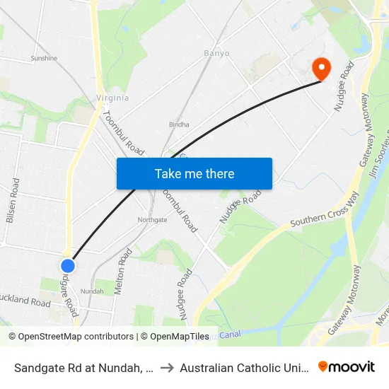 Sandgate Rd at Nundah, Stop 3 to Australian Catholic University map