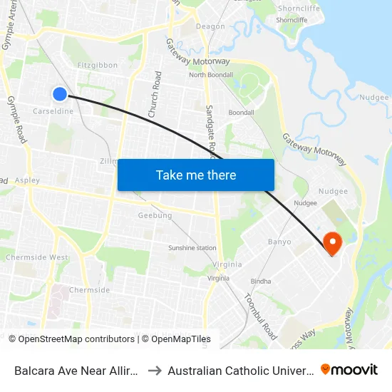 Balcara Ave Near Allira Cr to Australian Catholic University map