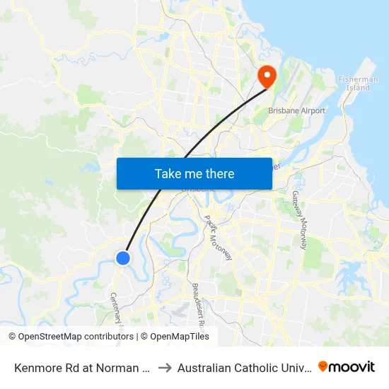 Kenmore Rd at Norman Street to Australian Catholic University map