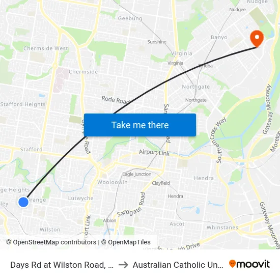 Days Rd at Wilston Road, Stop 1a to Australian Catholic University map