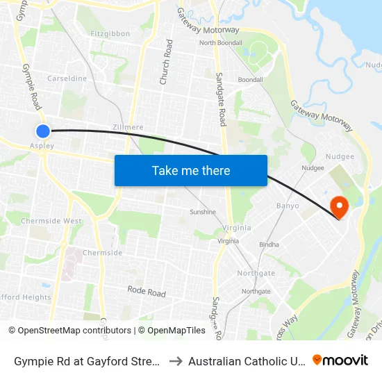 Gympie Rd at Gayford Street, Stop 44 to Australian Catholic University map
