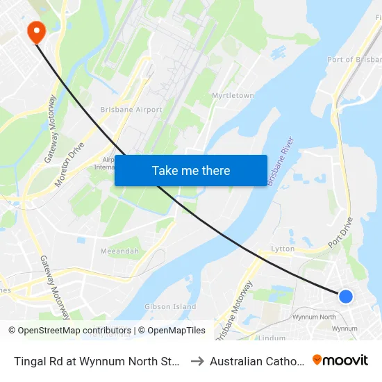 Tingal Rd at Wynnum North State School, Stop 10/5 to Australian Catholic University map
