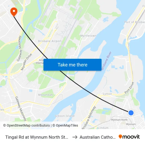 Tingal Rd at Wynnum North State School, Stop 10/5 to Australian Catholic University map