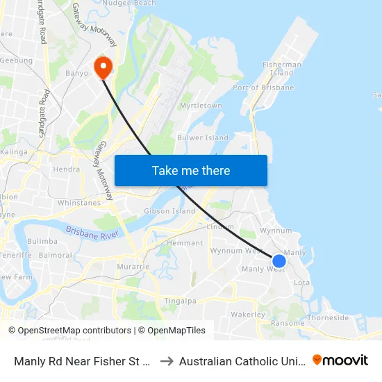 Manly Rd Near Fisher St Stop 70 to Australian Catholic University map