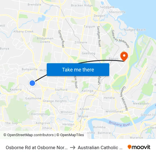 Osborne Rd at Osborne North, Stop 51 to Australian Catholic University map