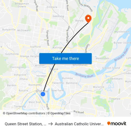 Queen Street Station, 2b to Australian Catholic University map