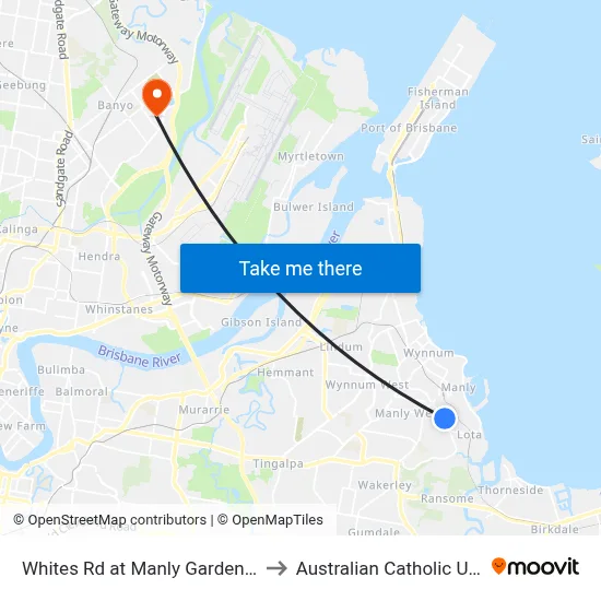 Whites Rd at Manly Gardens, Stop 73 to Australian Catholic University map