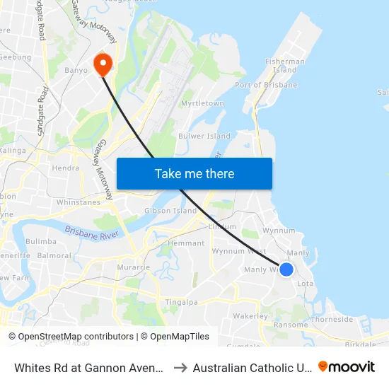Whites Rd at Gannon Avenue, Stop 72 to Australian Catholic University map