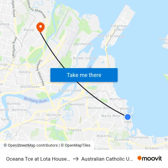 Oceana Tce at Lota House, Stop 81 to Australian Catholic University map