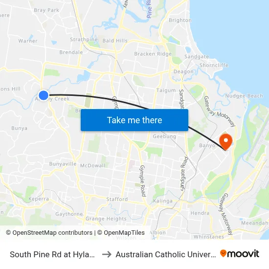 South Pine Rd at Hylacola to Australian Catholic University map