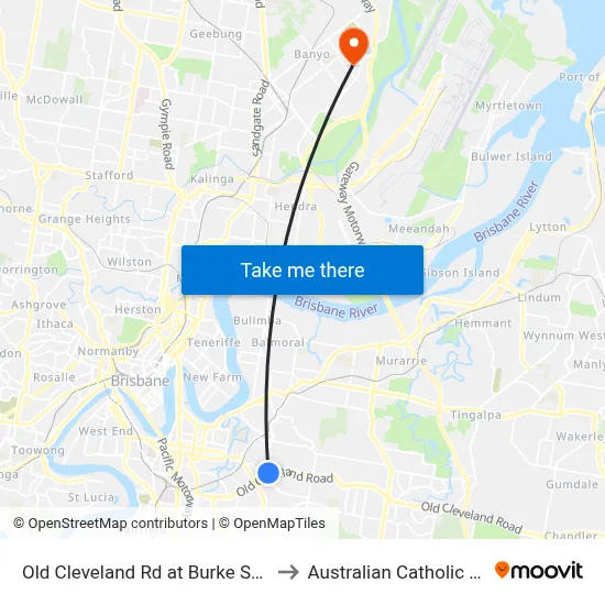 Old Cleveland Rd at Burke Street Stop 25 to Australian Catholic University map