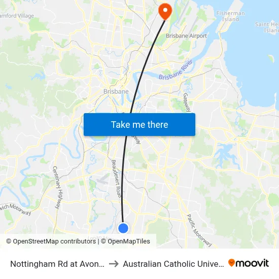 Nottingham Rd at Avondale to Australian Catholic University map