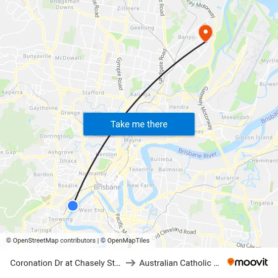 Coronation Dr at Chasely Street, Stop 8 to Australian Catholic University map