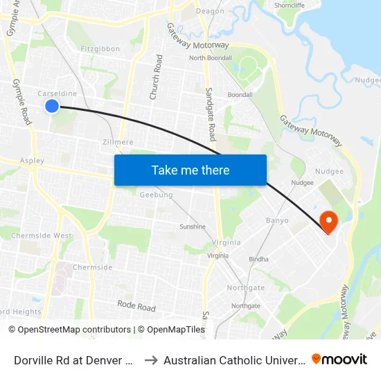 Dorville Rd at Denver East to Australian Catholic University map