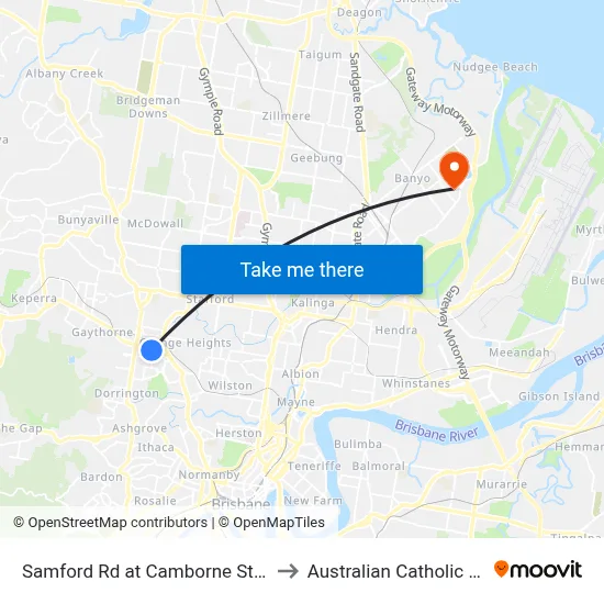 Samford Rd at Camborne Street, Stop 28 to Australian Catholic University map