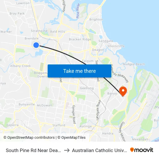 South Pine Rd Near Deakin St to Australian Catholic University map