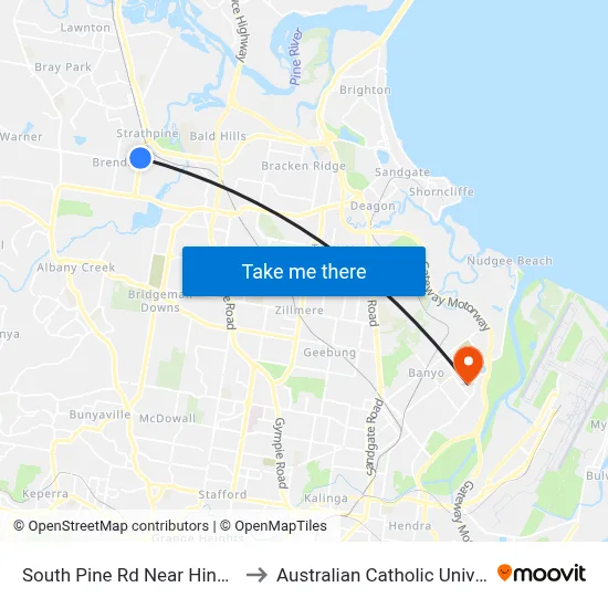South Pine Rd Near Hinkler Ct to Australian Catholic University map