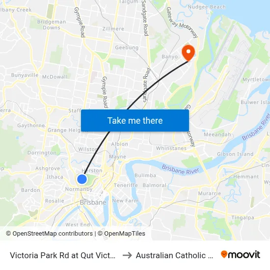 Victoria Park Rd at Qut Victoria Park Rd to Australian Catholic University map