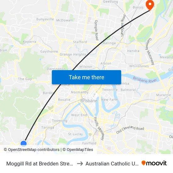 Moggill Rd at Bredden Street, Stop 32 to Australian Catholic University map